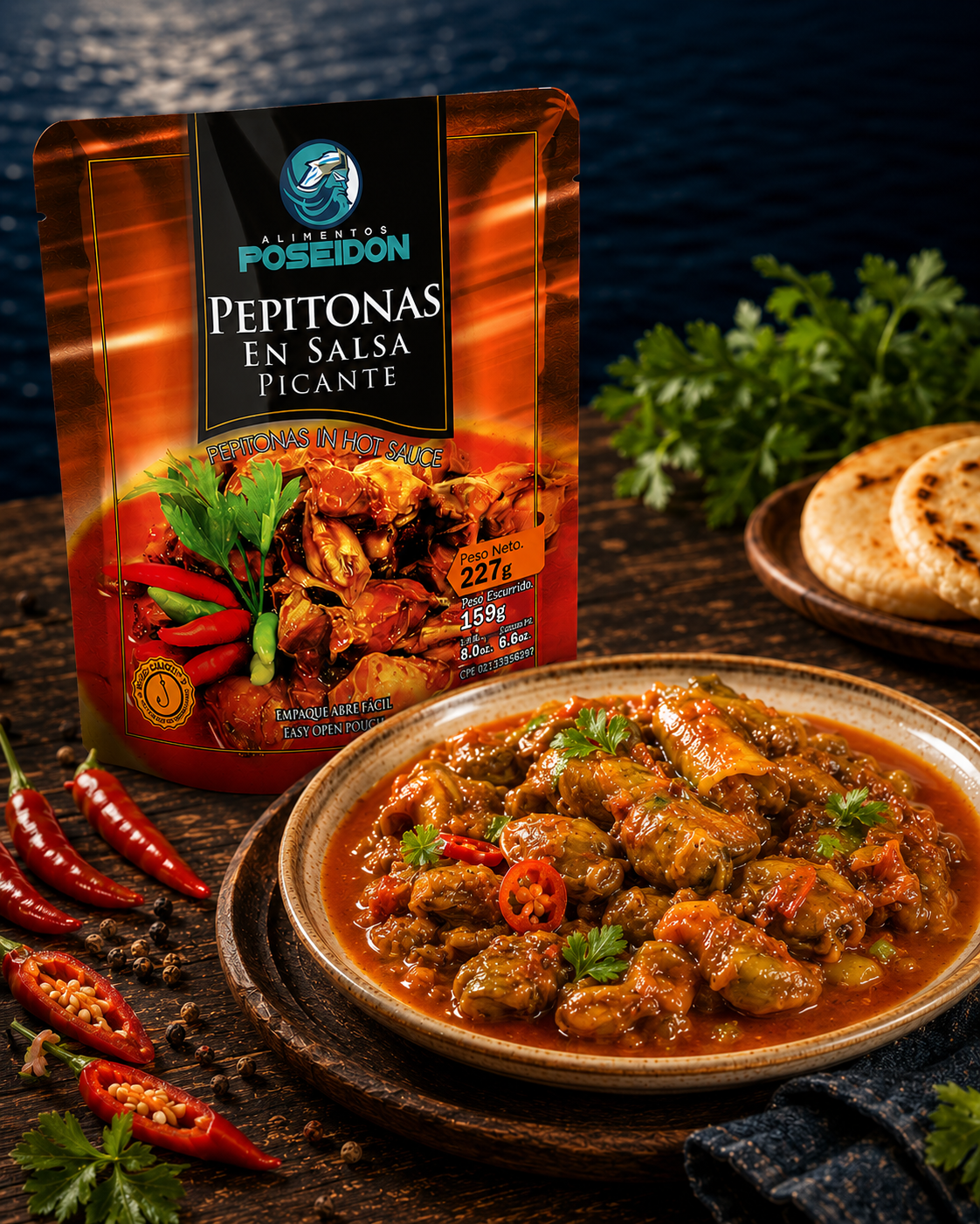 Pepitonas en salsa picante Alimentos Poseidón