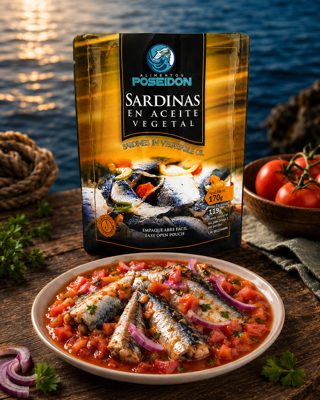 Sardinas en aceite vegetal Alimentos Poseidón